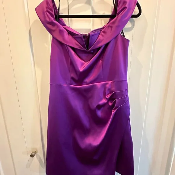 Karen Millen | Dresses | Karen Millen Purple Satin Short Dress | Poshmark